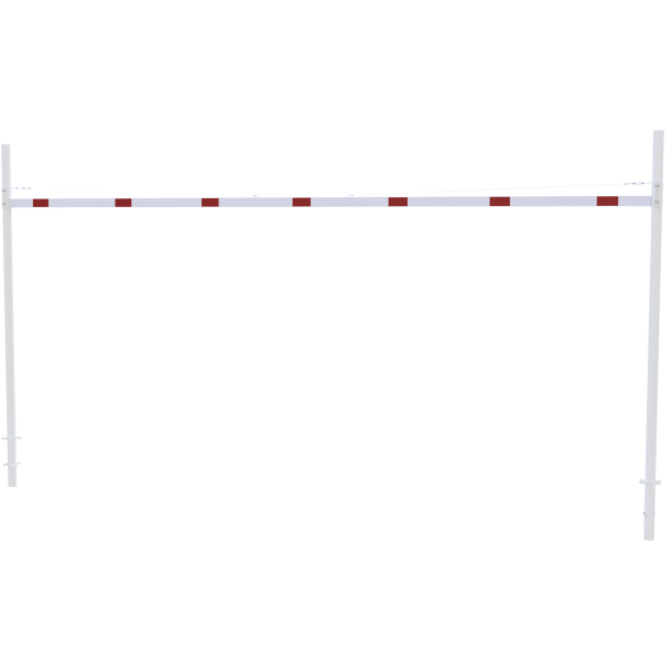 Height restriction barrier | with 2 square posts | cross tube length: 7000 mm | for casting in concrete | without barrier of aluminium tube